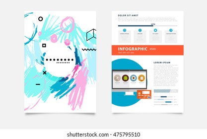 Hand Drawn Universal Art. Design for Flyers, Placards, Posters, Invitations, Brochures. Artistic Creative Template. Abstract Modern Style