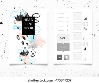 Hand Drawn Universal Art. Design for Flyers, Placards, Posters, Invitations, Brochures. Artistic Creative Template. Abstract Modern Style