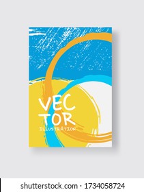 Hand Drawn Universal Card. Design for Flyers, Placards, Posters, Invitations, Brochures. Artistic Bright Creative Templates. Abstract Grunge Modern Style. Vector Illustration.