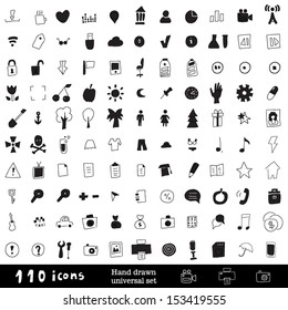 Hand drawn universal set of icons