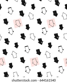 Hand drawn unusual creative vector abstract graphic arrows seamless pattern isolated on white background,design decoration element for school,fashion,wrapping,journaling,birthday,save the date