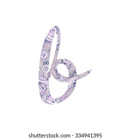 Hand drawn uppercase letter ''b". Floral monogram style doodle. The original design . Perfect for backgrounds of posters, invitations, cards