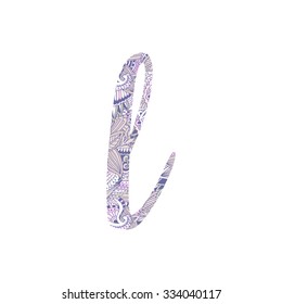Hand drawn uppercase letter ''l". Floral monogram style doodle. The original design . Perfect for backgrounds of posters, invitations, cards