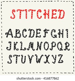 Hand drawn uppercase letters. Doodle font. Handmade creative ABC.