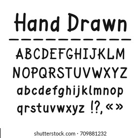 Hand drawn  Uppercase and lowercase letters. Vector illustration on white background