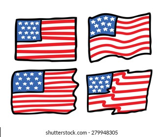 hand drawn USA flag