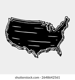 Dibujado a mano Mapa de Estados Unidos - Ilustración de Estados Unidos en blanco y negro