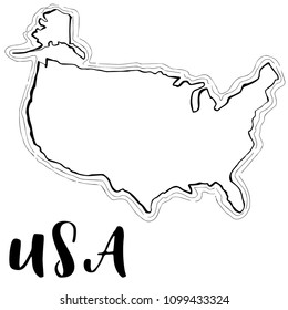 Hand drawn USA map sketch,vector illustration