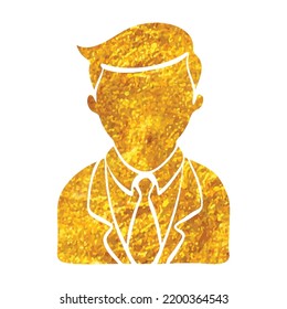 Handgezeichnetes Benutzeravatar-Symbol auf goldener Folienstruktur, Vektorgrafik