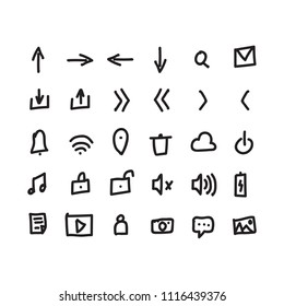 Hand drawn user interface and technology icon