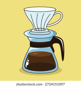 ilustração de vetor de máquina de café V60 desenhada à mão