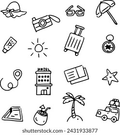 Hand drawn vacation illustration set : vector