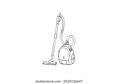 Icono dibujado a mano del aspirador - aislado en el fondo blanco - bosquejo simple para la limpieza y el diseño del aparato electrodoméstico