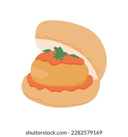 hand drawn vada pav indian food