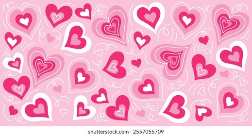 Hand drawn valentine background vector, love icon illustration.