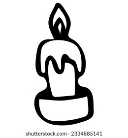 Hand Drawn Valentine Day Candle Vector Illustration in Doodle Style. Isolated Elements on White Background. Black and White Symbols of Love.