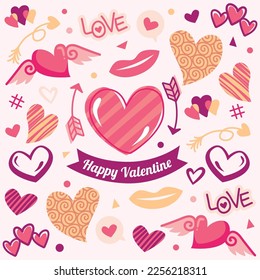 Hand drawn valentine day element editable Free Vector Image