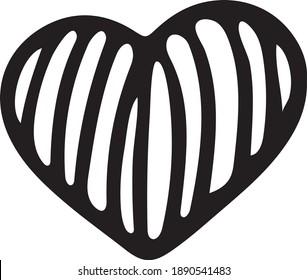 Hand Drawn Valentine Day Heart Vector Illustration in Doodle Style. Isolated Elements on White Background. Black and White Symbols of Love.