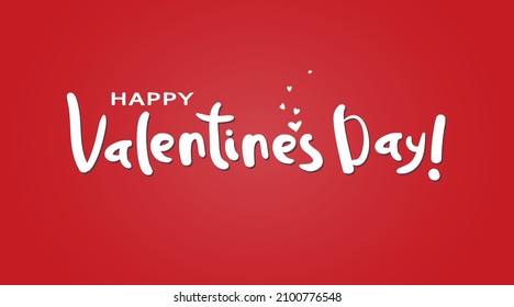 Hand drawn Valentine Day vector greeting card. Happy Valentine's Day calligraphy lettering on red background. Simple doodle style design for holiday label, stamp, emblem, banner, poster, gift print.