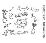 Hand drawn valentine element vector design black and white