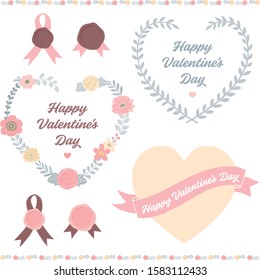 Hand drawn valentine frame set / pastel colour