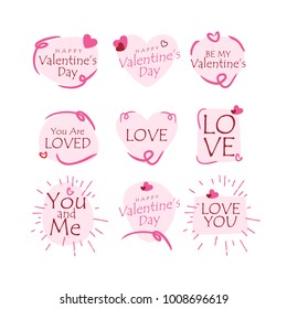 Hand drawn valentine label pack 