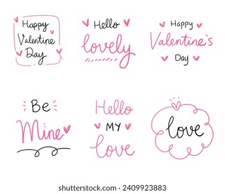 Hand drawn valentine label pack