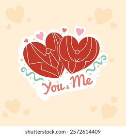 Hand drawn valentine love stamps