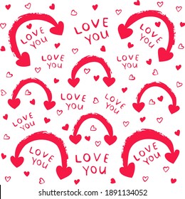 Hand drawn
 Valentine pattern “love you”
