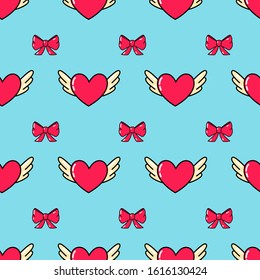 Hand drawn Valentine pattern, Day romantic seamless pattern