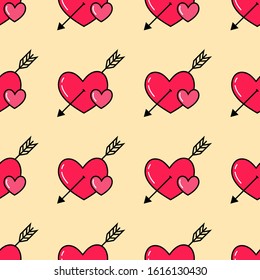 Hand drawn Valentine pattern, Day romantic seamless pattern