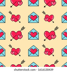 Hand drawn Valentine pattern, Day romantic seamless pattern