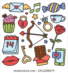 Hand drawn Valentine Romantic Doodle element set vector eps 10