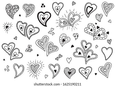 Hand drawn Valentine s Day objects. Cute elements isolated on white.