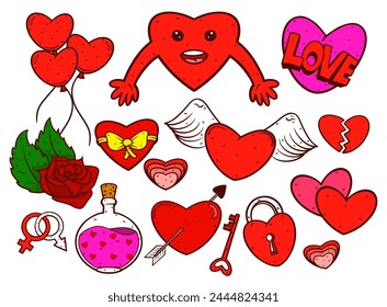 Hand Drawn Valentine Sticker Illustration