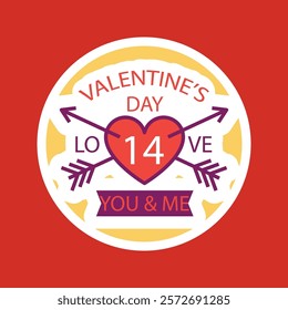 Hand drawn valentine's day badge illustration