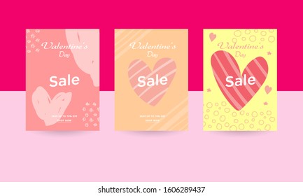 hand drawn valentines day cards, banners, minimal and doodle concept, can be used for sales banners, wallpapers, for brochures, landing pages.