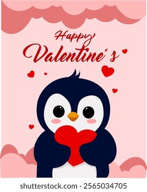 Hand drawn valentine's day cards, Simple valentine card collection, Hand drawn penguin valentine card collection,