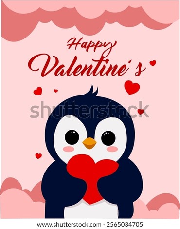 Hand drawn valentine's day cards, Simple valentine card collection, Hand drawn penguin valentine card collection,