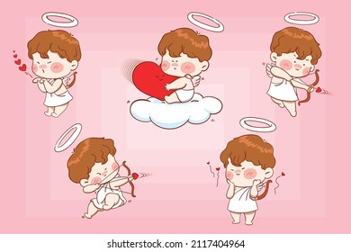 Colección de caracteres de días de San Valentín dibujados a mano Vector