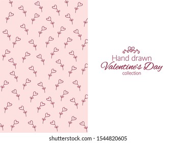 Hand drawn valentine's day collection. Vector illustration in design style. For invitations, scrapbooking, cards, posters, for holiday design Romantic, love, wedding or valentine day ornament.