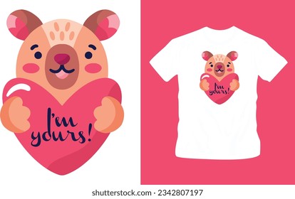 hand drawn valentines day cute shirt designs editable template