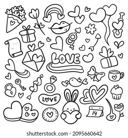 Hand Drawn Valentine's Day Doodles. Vector Illustration