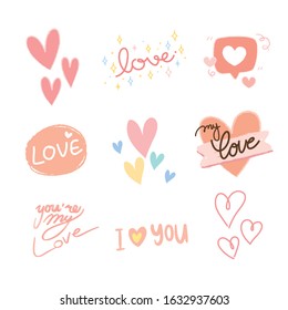 Hand drawn Valentine's day element collection.