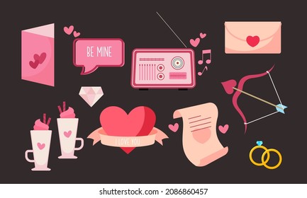 Hand drawn valentines day element collection