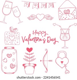 Hand Drawn Valentine's Day Element Vector Illustration