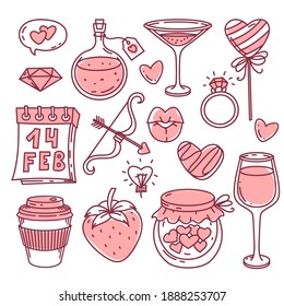 Hand drawn Valentine's day elements, doodle collection