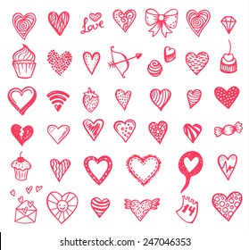 Hand drawn Valentine`s day icons big doodle set. Part 2.