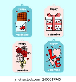 Colección de etiquetas del día de San Valentín dibujada a mano