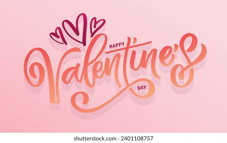 Hand drawn Valentines Day lettering typography text, badge,icon. Celebration poster, card, postcard, invitation, banner. Romantic quote vector lettering typography. Holiday calligraphy with hearts.